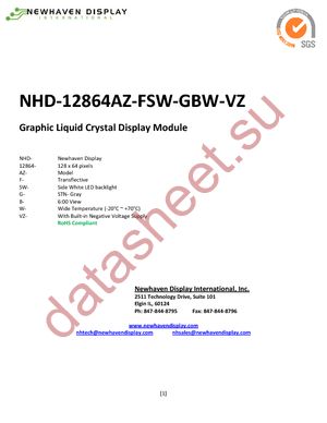 NHD-12864AZ-FSW-GBW-VZ datasheet  